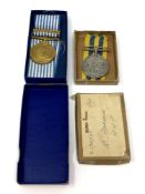 A Korean War medal pair issued to R Barron, Royal Northumberland Fusiliers.