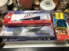 Eight assorted Airfix modelling kits to include The Battle of Waterloo, R. M. S.
