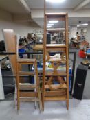 Four sets of 20th century folding wooden steps