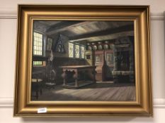 F Svendsen : A traditional room interior, oil on canvas,