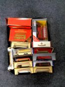 A tray containing 15 Corgi, Matchbox and Days Gone die cast buses,