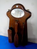 A three piece 20th century oak brush set on board