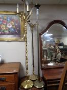 Three brass floor lamps (continental wiring)