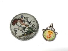 An enamelled Victorian crown and a similar Edward VII three pence