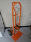 A heavy duty single handled sack barrow with spring axle