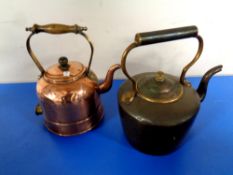Two antique copper kettles