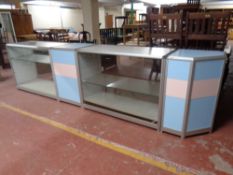 A four section shop display counter