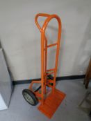 A heavy duty single handled sack barrow with spring axle