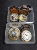 Two plastic crates containing a large quantity of collector's and wall plates to include Royal