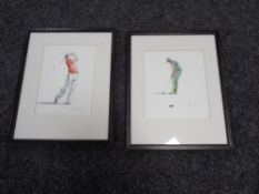 Two Jason Skill golfing watercolours,