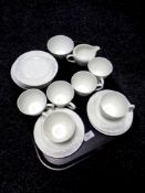 A tray containing a 20 piece Wedgwood Ice flower tea service