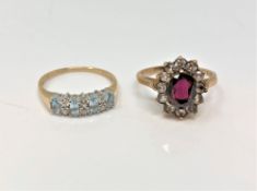 Two 9ct gold cluster rings, 4.9g.