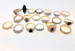 A collection of nineteen gold plated dress rings (19)