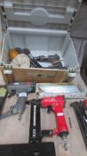 A good lot of air tools including 'DA', air driver, 3 staple/nail guns etc.