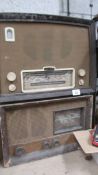 A bakelite valve radio and a wooden cased valve radio, untested.