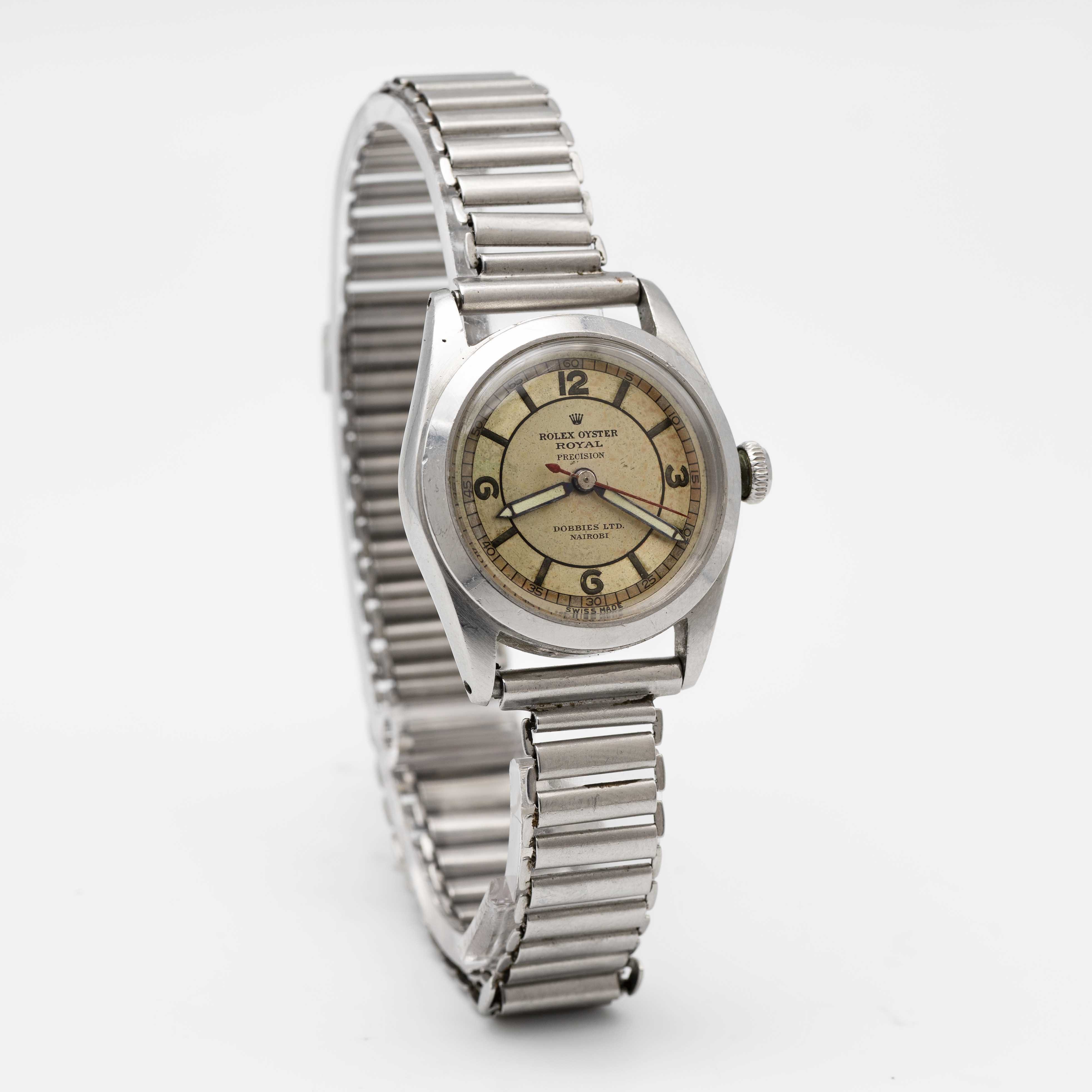 A RARE GENTLEMAN'S STAINLESS STEEL ROLEX OYSTER PRECISION BRACELET WATCH CIRCA 1940s, REF. 4220 WITH - Image 4 of 8