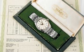 A GENTLEMAN'S STAINLESS STEEL ROLEX OYSTER PERPETUAL BRACELET WATCH DATED 1957, REF. 6564 WITH