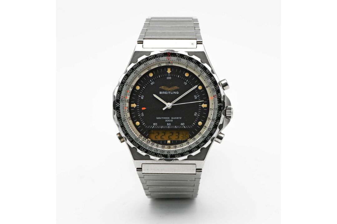 A GENTLEMAN'S STAINLESS STEEL IRAQI MILITARY AIR FORCE BREITLING JUPITER NAVITIMER QUARTZ 3300 - Image 2 of 8