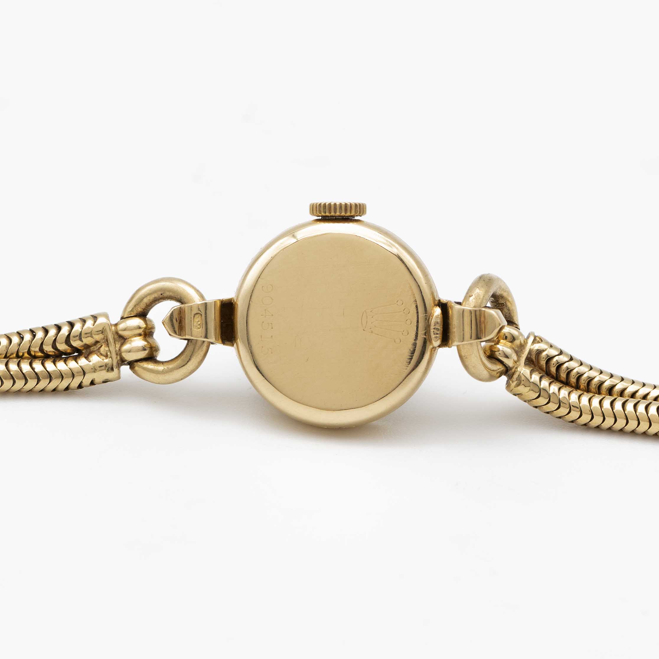 A LADIES 18K SOLID YELLOW GOLD ROLEX BRACELET WATCH CIRCA 1953, REF. 8646 WITH STAR INDICES AT 3-6-9 - Image 5 of 10