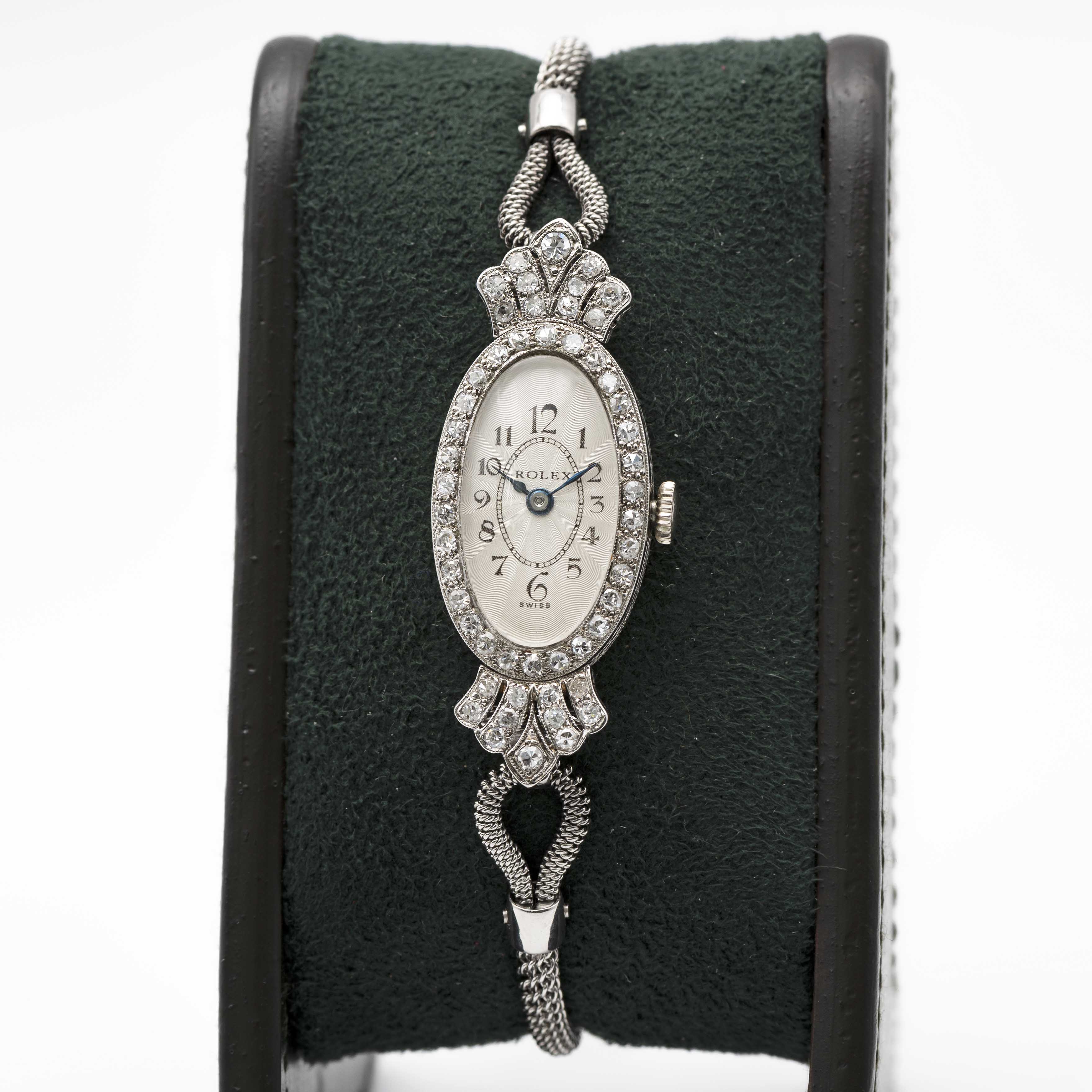 A LADIES FINE SOLID WHITE GOLD & DIAMOND ROLEX COCKTAIL BRACELET WATCH CIRCA 1926, WITH GUILLOCHE - Image 2 of 10