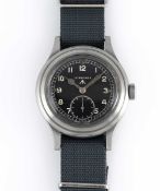 A GENTLEMAN'S STAINLESS STEEL BRITISH MILITARY LONGINES W.W.W. WRIST WATCH CIRCA 1945, PART OF