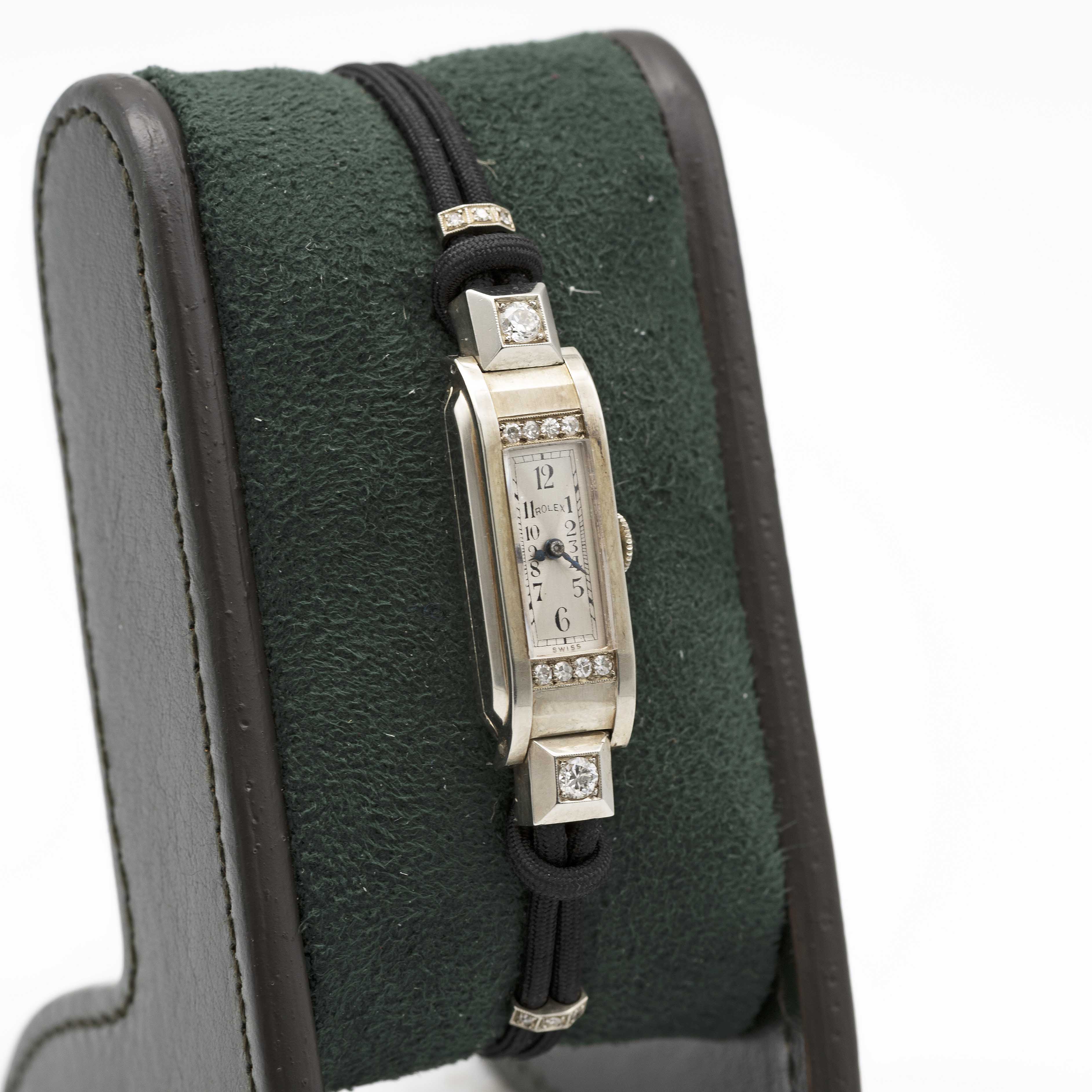 A LADIES FINE 18K SOLID WHITE GOLD & DIAMOND ROLEX PRINCESS WRIST WATCH CIRCA 1930s, REF. 538 WITH - Image 4 of 10