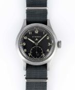 A GENTLEMAN'S STAINLESS STEEL BRITISH MILITARY ETERNA W.W.W. WRIST WATCH CIRCA 1945, PART OF THE 