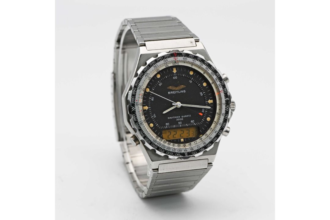 A GENTLEMAN'S STAINLESS STEEL IRAQI MILITARY AIR FORCE BREITLING JUPITER NAVITIMER QUARTZ 3300 - Image 4 of 8