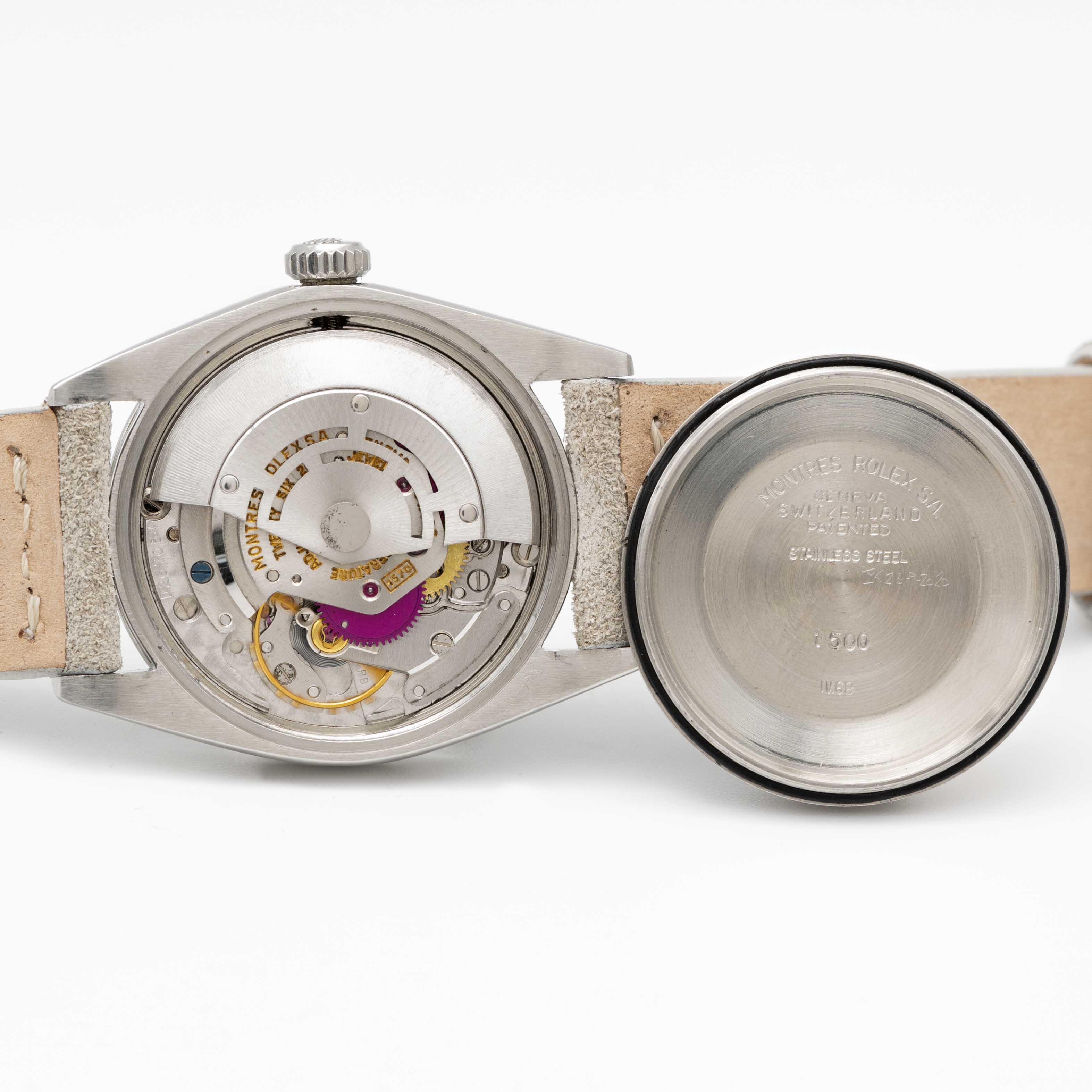 A GENTLEMAN'S STAINLESS STEEL ROLEX OYSTER PERPETUAL DATE WRIST WATCH CIRCA 1969, REF. 1500 WITH - Image 6 of 8