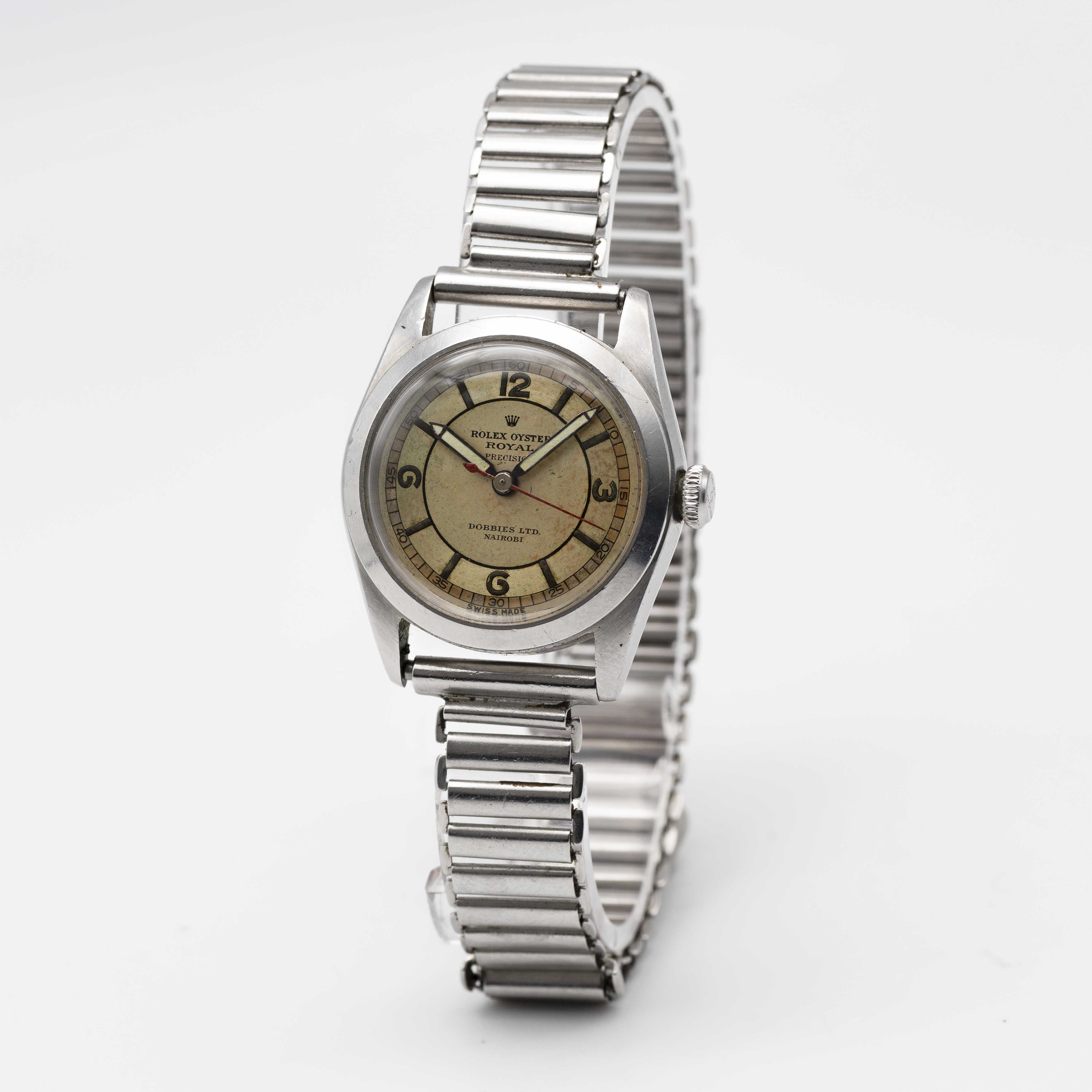 A RARE GENTLEMAN'S STAINLESS STEEL ROLEX OYSTER PRECISION BRACELET WATCH CIRCA 1940s, REF. 4220 WITH - Image 3 of 8