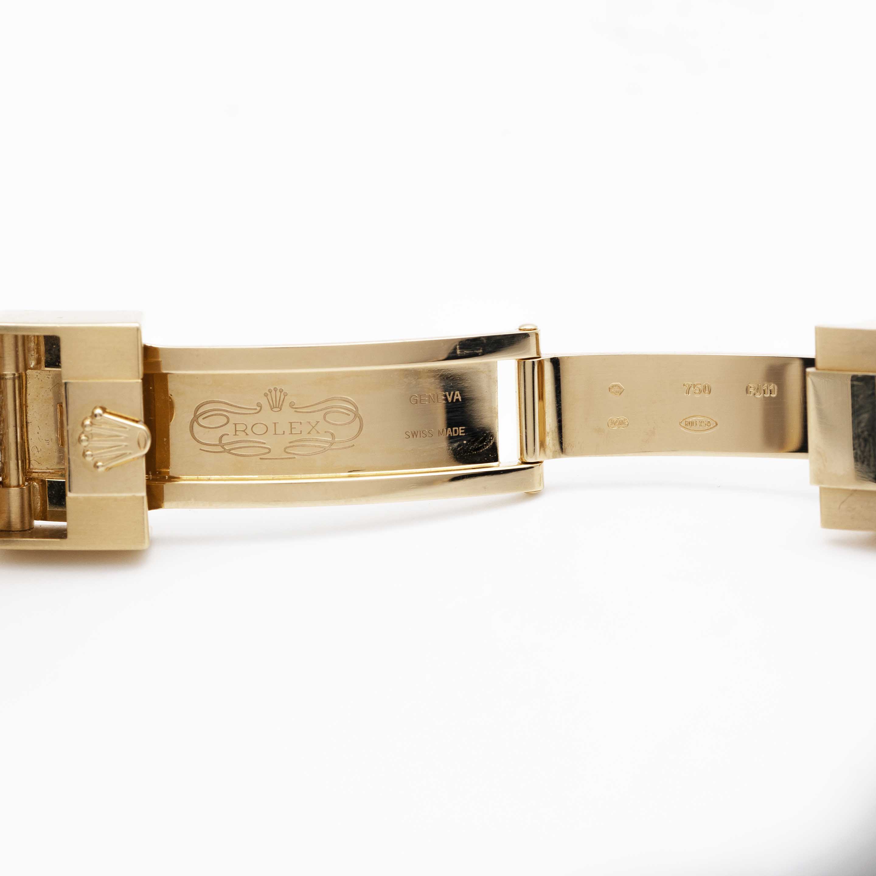 A FINE & RARE 18K SOLID YELLOW GOLD, DIAMOND & SAPPHIRE ROLEX OYSTER PERPETUAL DATE GMT MASTER II - Image 12 of 12