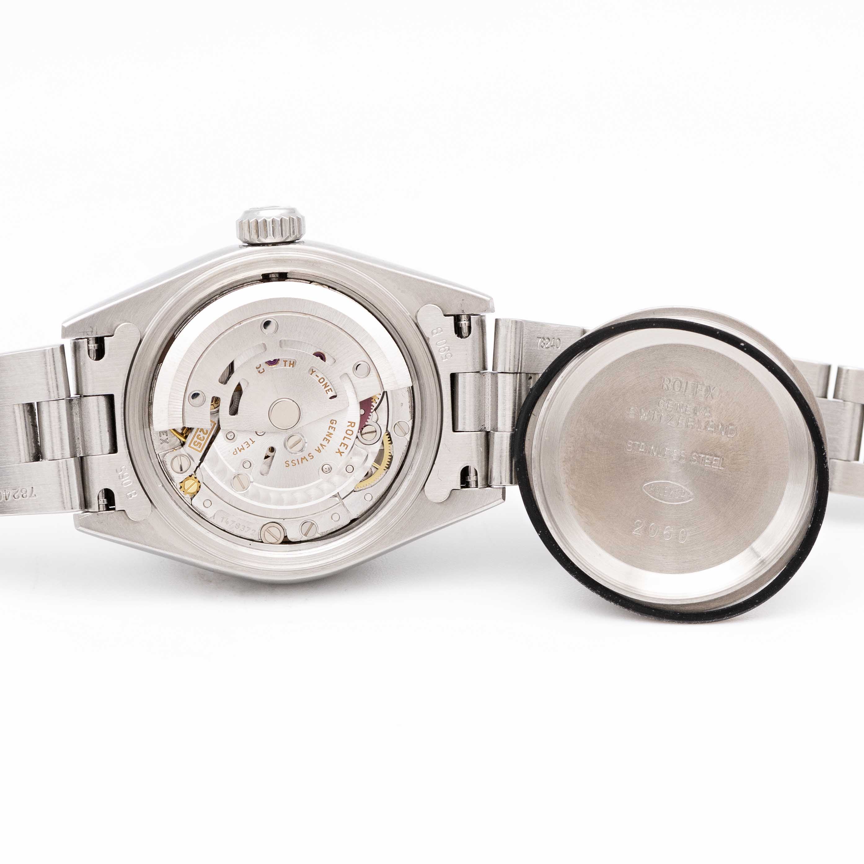 A LADIES STAINLESS STEEL ROLEX OYSTER PERPETUAL DATE BRACELET WATCH CIRCA 2003, REF. 79160 WITH - Image 7 of 9