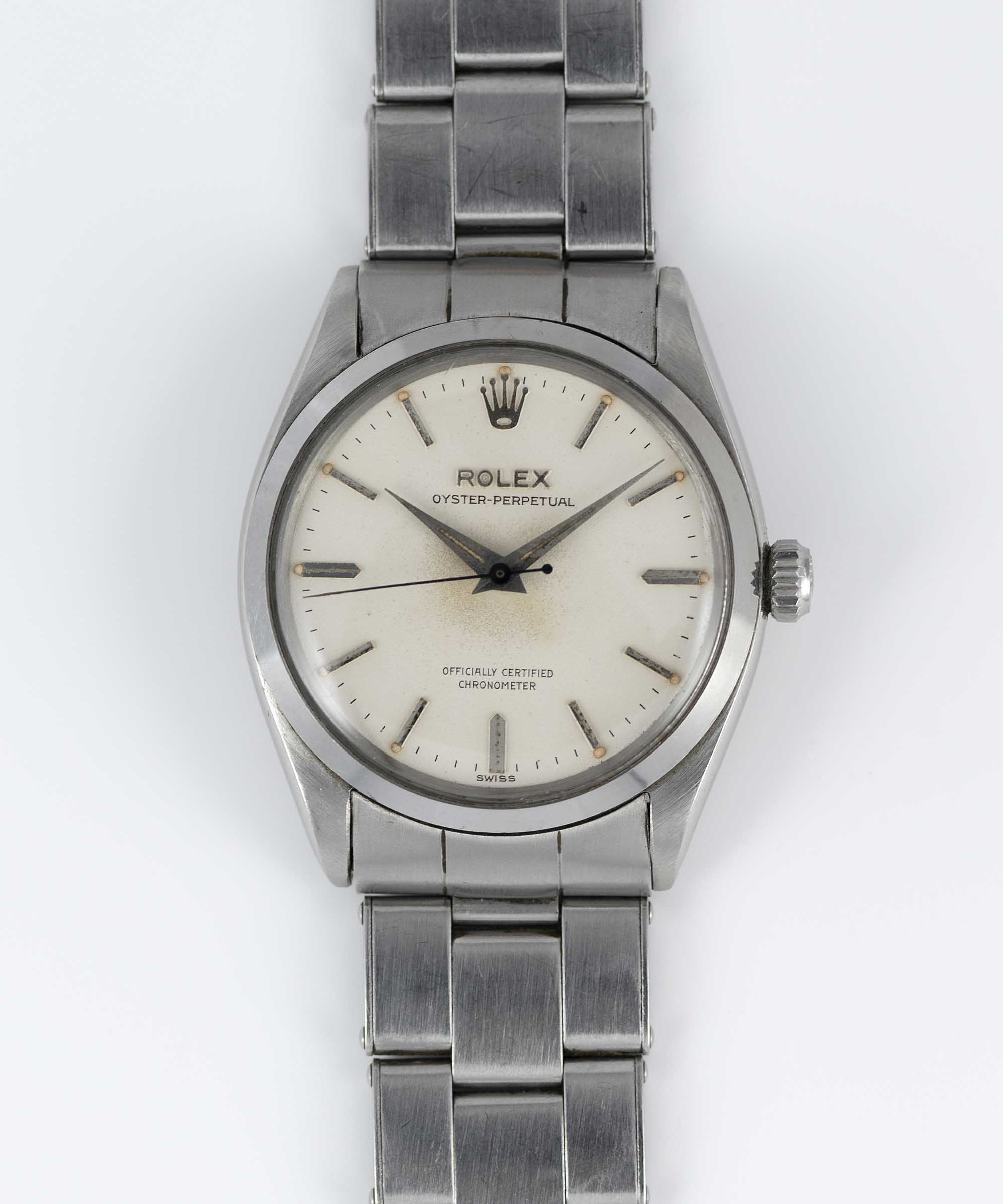 A GENTLEMAN'S STAINLESS STEEL ROLEX OYSTER PERPETUAL BRACELET WATCH DATED 1957, REF. 6564 WITH - Image 3 of 12