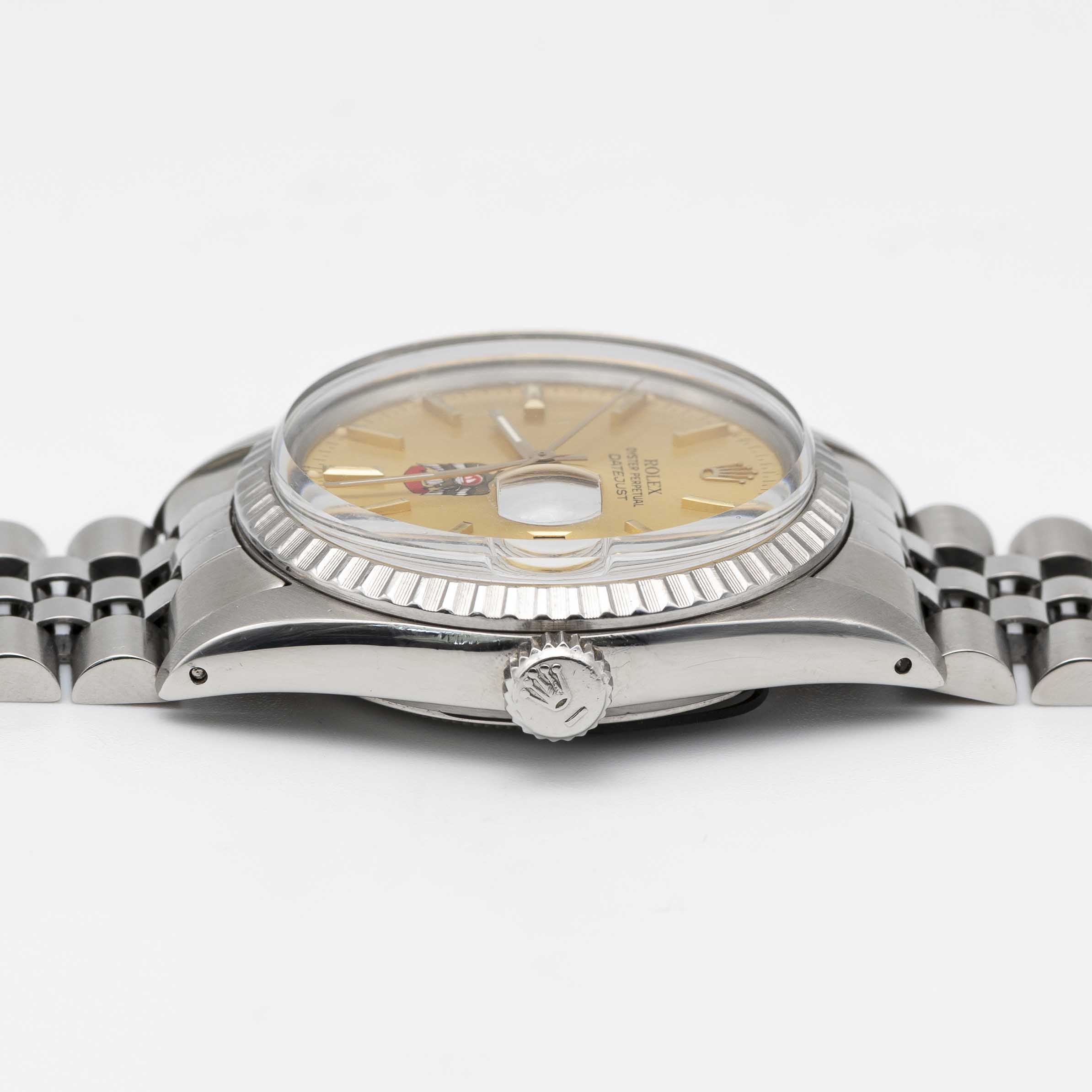 A RARE GENTLEMAN'S STAINLESS STEEL ROLEX OYSTER PERPETUAL DATEJUST BRACELET WATCH CIRCA 1980, REF. - Image 10 of 11