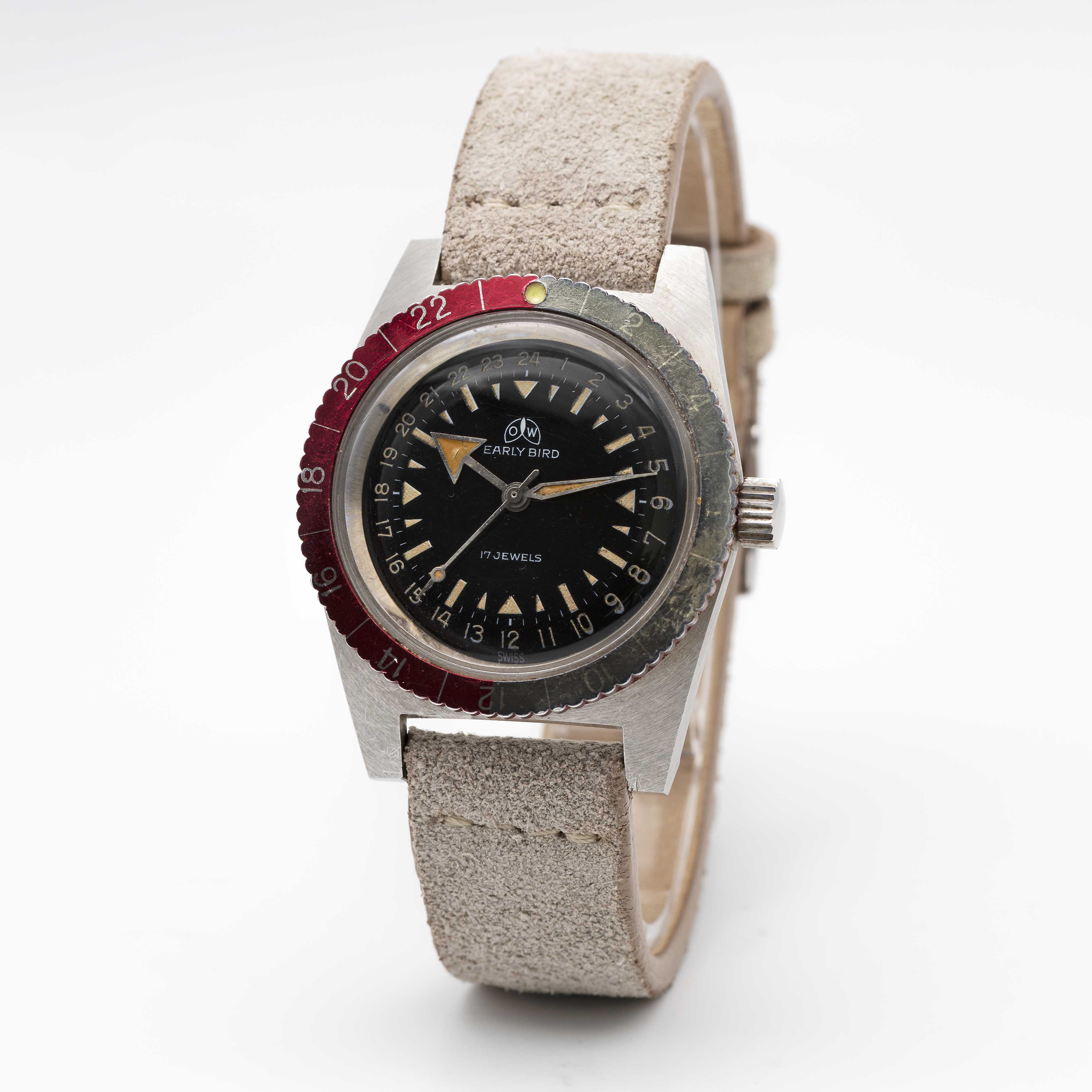 A RARE GENTLEMAN'S STAINLESS STEEL OLLECH & WAJS EARLY BIRD GMT WRIST WATCH CIRCA 1960s, REF. 2834 - Image 3 of 8