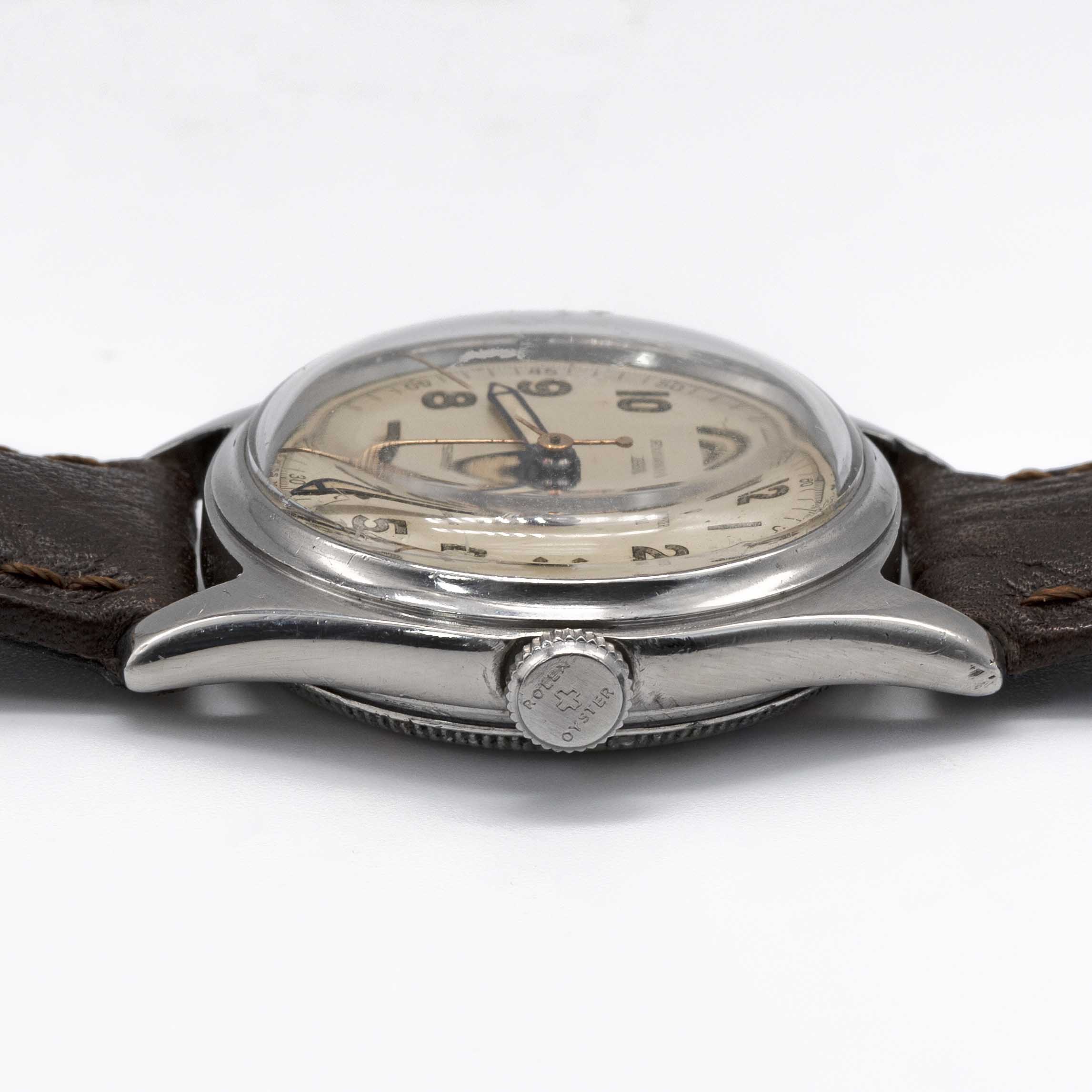 A GENTLEMAN'S STAINLESS STEEL ROLEX OYSTER ROYAL WRIST WATCH CIRCA 1945, REF. 4444 Movement: 15J, - Image 8 of 9