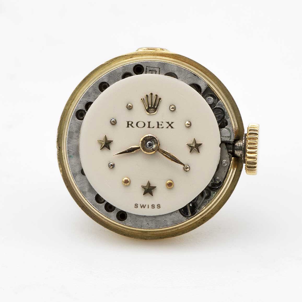 A LADIES 18K SOLID YELLOW GOLD ROLEX BRACELET WATCH CIRCA 1953, REF. 8646 WITH STAR INDICES AT 3-6-9 - Image 6 of 10