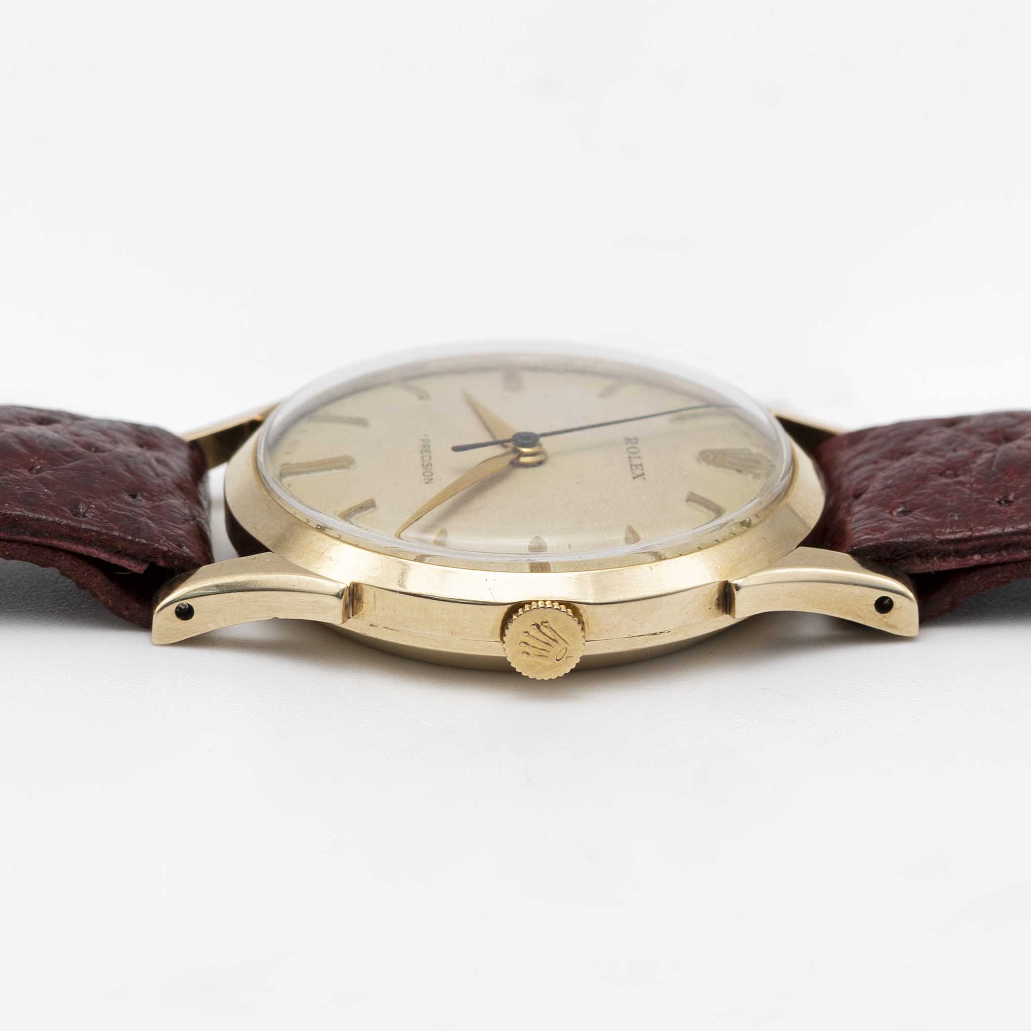 A GENTLEMAN'S 9CT SOLID GOLD ROLEX PRECISION WRIST WATCH CIRCA 1960s Movement: 17J, manual wind, - Image 8 of 9