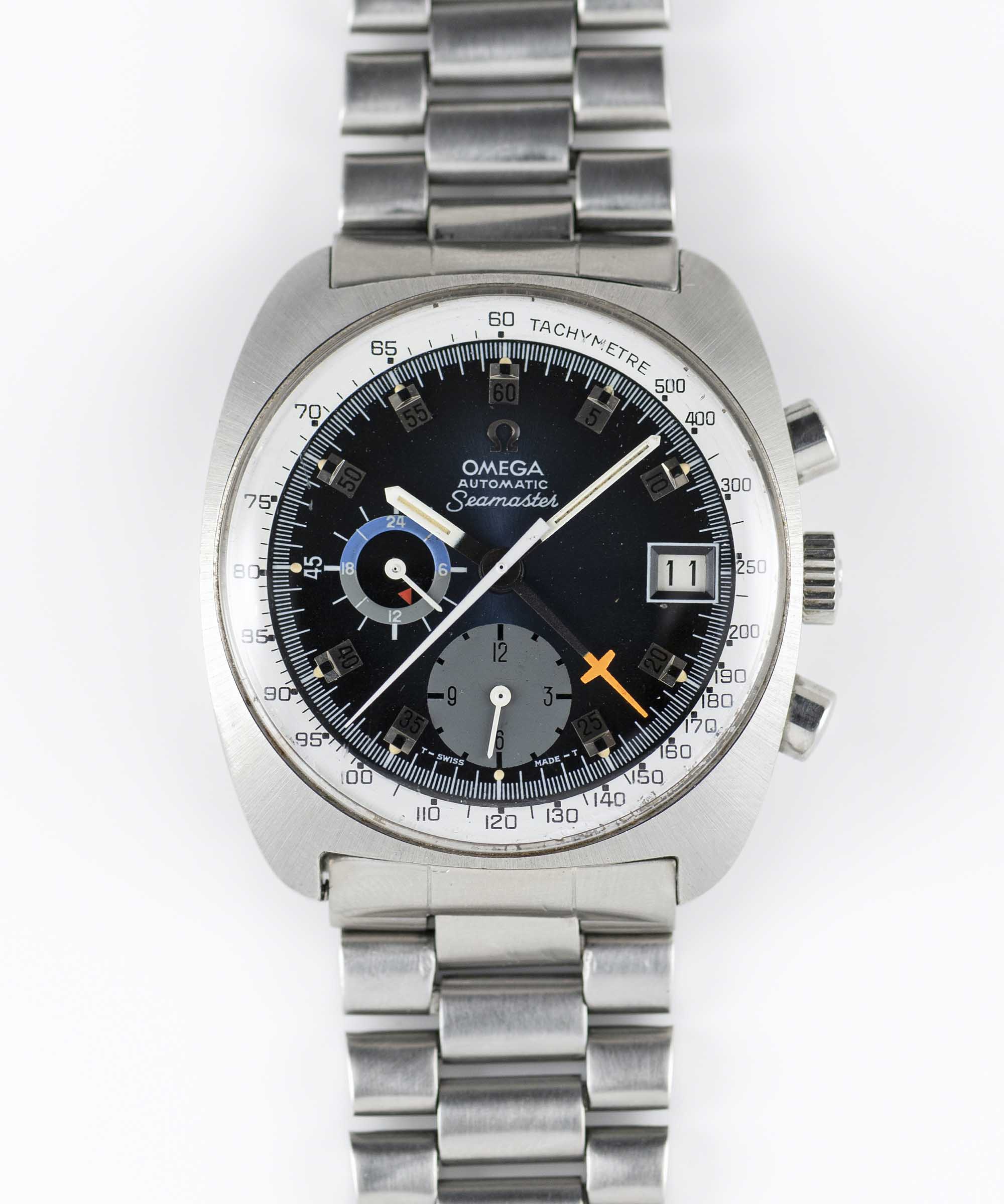 A GENTLEMAN'S STAINLESS STEEL OMEGA SEAMASTER AUTOMATIC CHRONOGRAPH BRACELET WATCH CIRCA 1973,