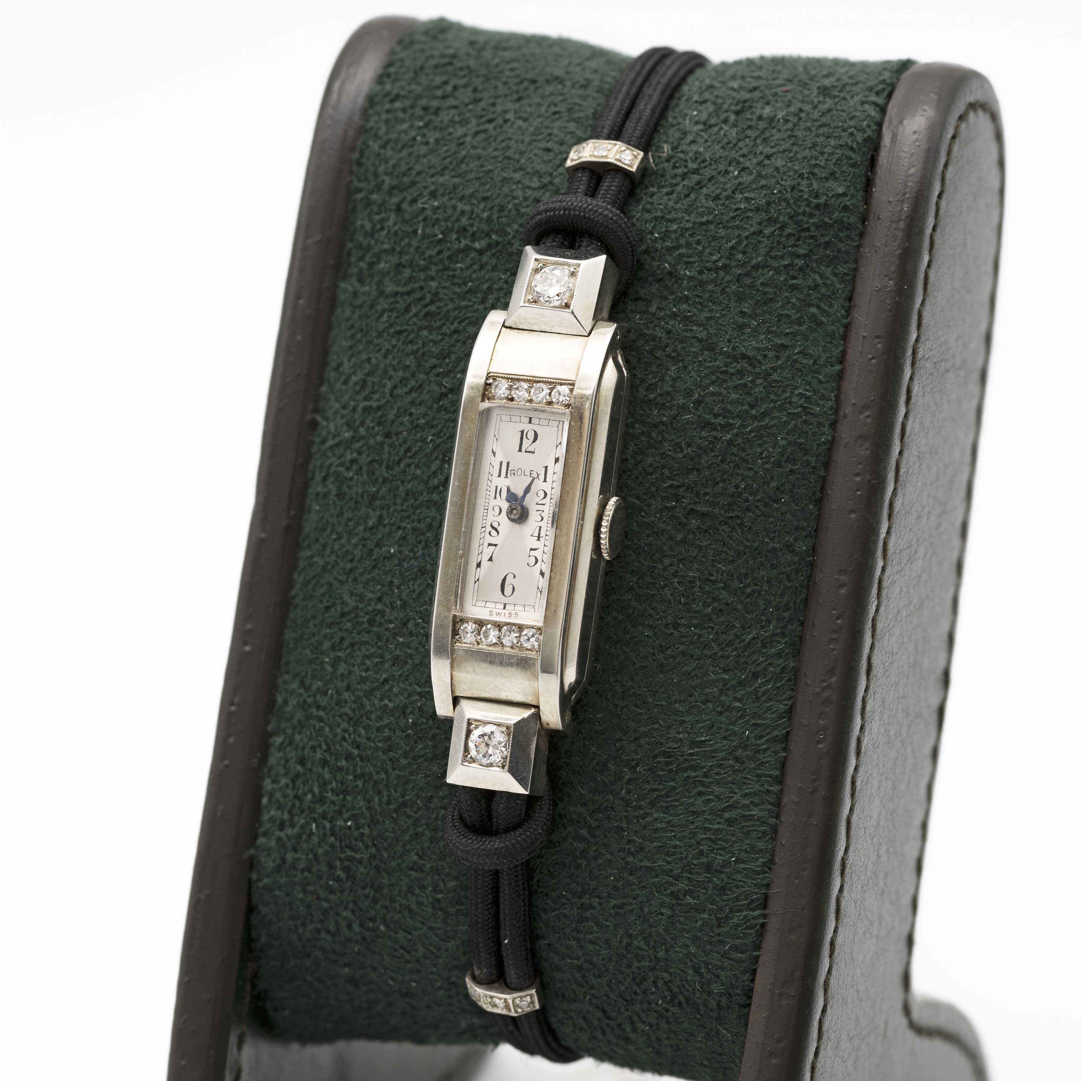 A LADIES FINE 18K SOLID WHITE GOLD & DIAMOND ROLEX PRINCESS WRIST WATCH CIRCA 1930s, REF. 538 WITH - Image 3 of 10