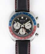 A GENTLEMAN'S STAINLESS STEEL BAYLOR GMT CHRONOGRAPH WRIST WATCH CIRCA 1970 Movement: 17J, manual