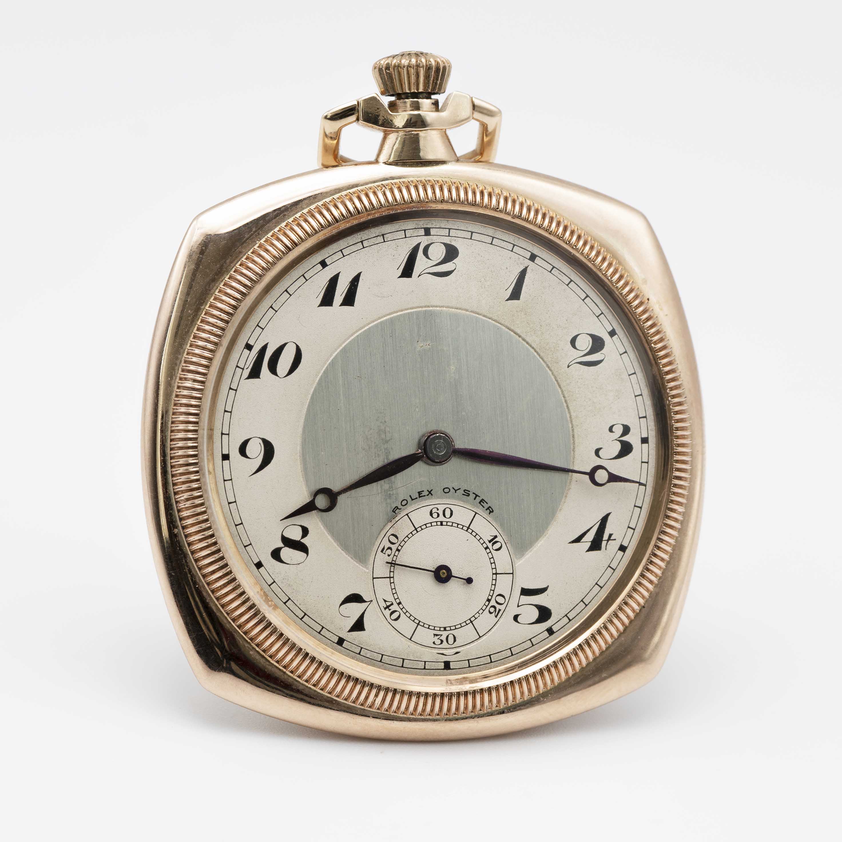 A RARE GENTLEMAN'S 9K SOLID GOLD ROLEX OYSTER "CUSHION" POCKET WATCH CIRCA 1920s, WITH BREGUET - Image 4 of 11