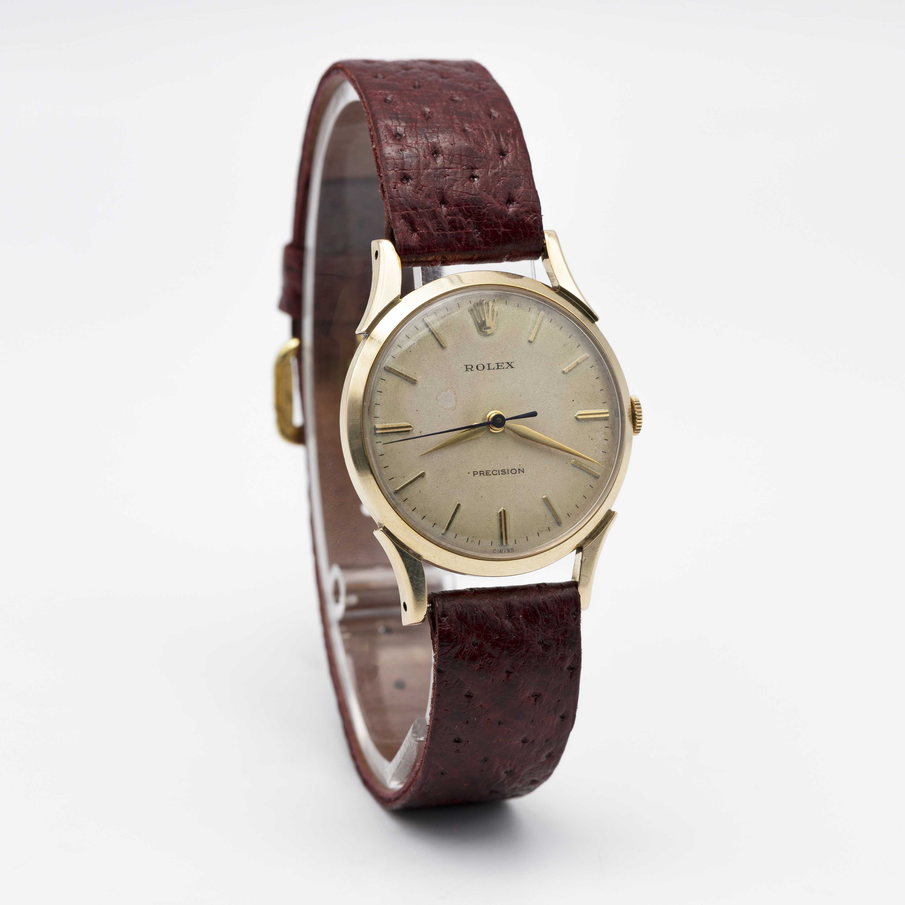 A GENTLEMAN'S 9CT SOLID GOLD ROLEX PRECISION WRIST WATCH CIRCA 1960s Movement: 17J, manual wind, - Image 4 of 9