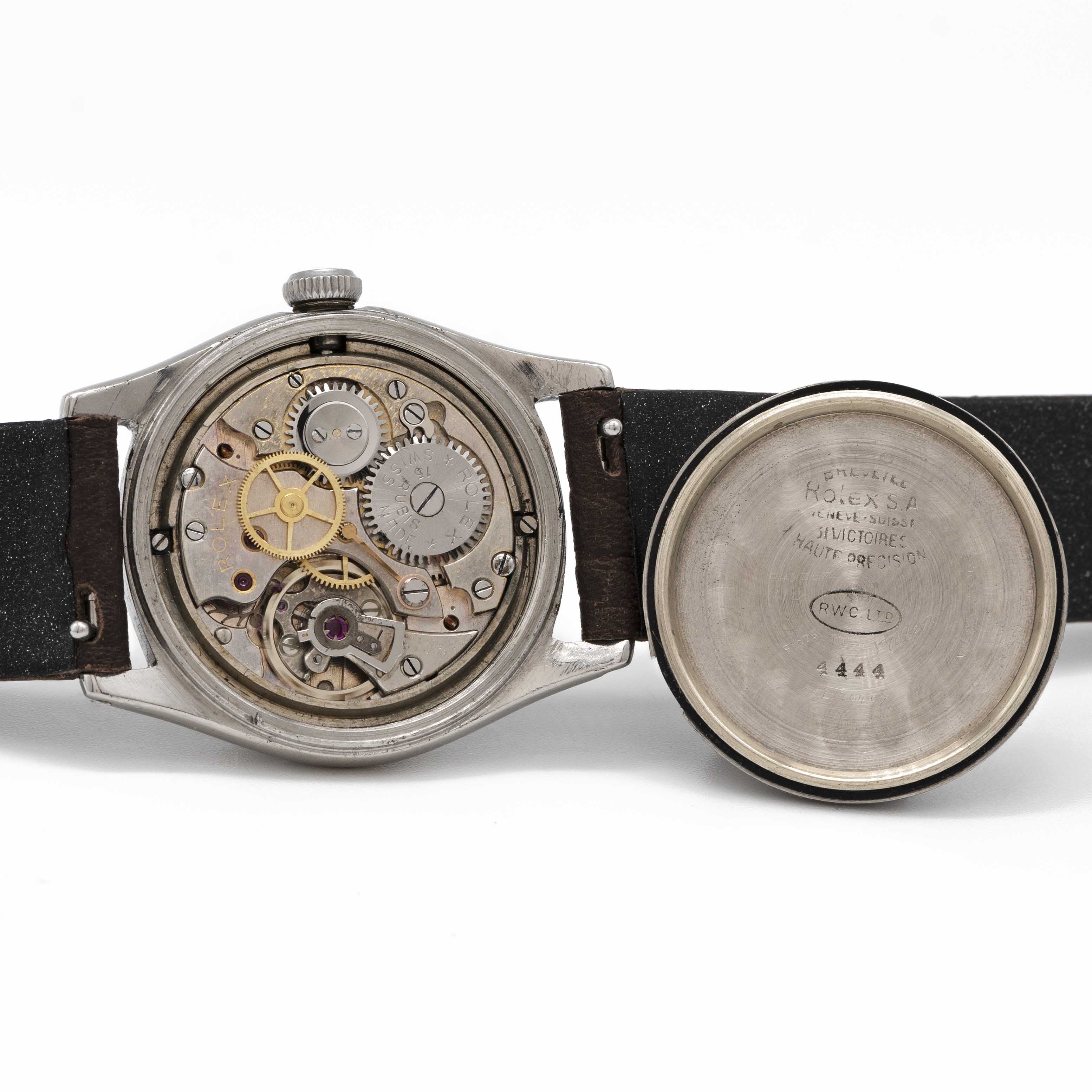 A GENTLEMAN'S STAINLESS STEEL ROLEX OYSTER ROYAL WRIST WATCH CIRCA 1945, REF. 4444 Movement: 15J, - Image 7 of 9