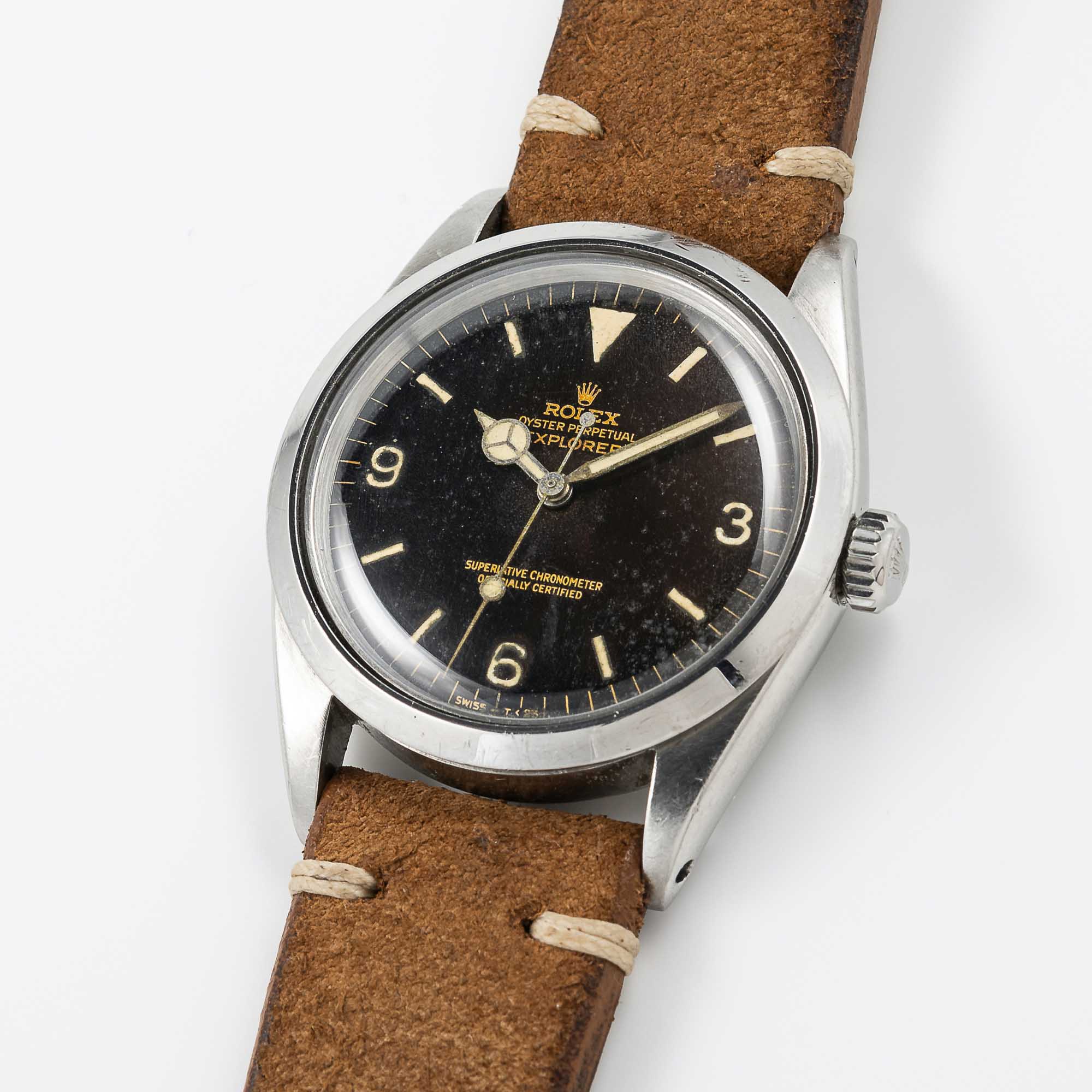 A GENTLEMAN'S STAINLESS STEEL ROLEX OYSTER PERPETUAL EXPLORER WRIST WATCH CIRCA 1964, REF. 1016 WITH