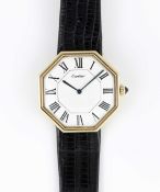 A VERY RARE GENTLEMAN'S LARGE SIZE 18K SOLID GOLD CARTIER LONDON OCTAGONAL WRIST WATCH CIRCA 1976,