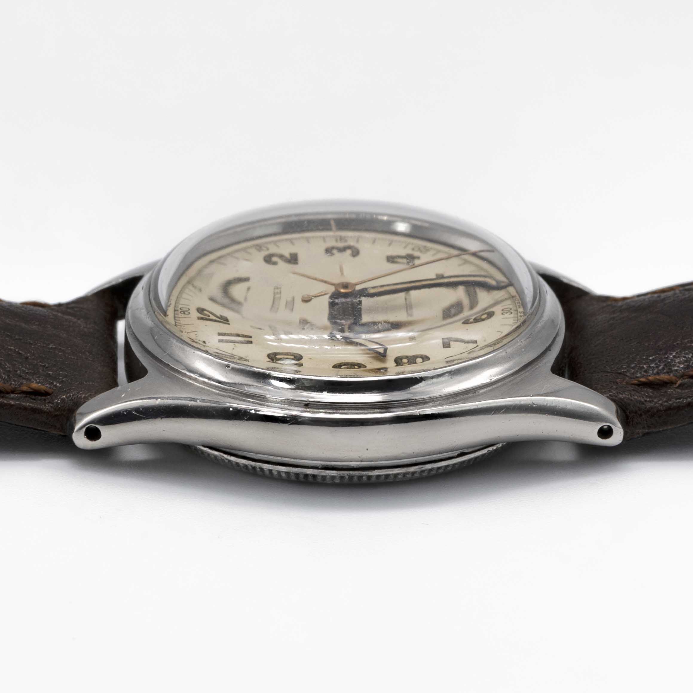 A GENTLEMAN'S STAINLESS STEEL ROLEX OYSTER ROYAL WRIST WATCH CIRCA 1945, REF. 4444 Movement: 15J, - Image 9 of 9