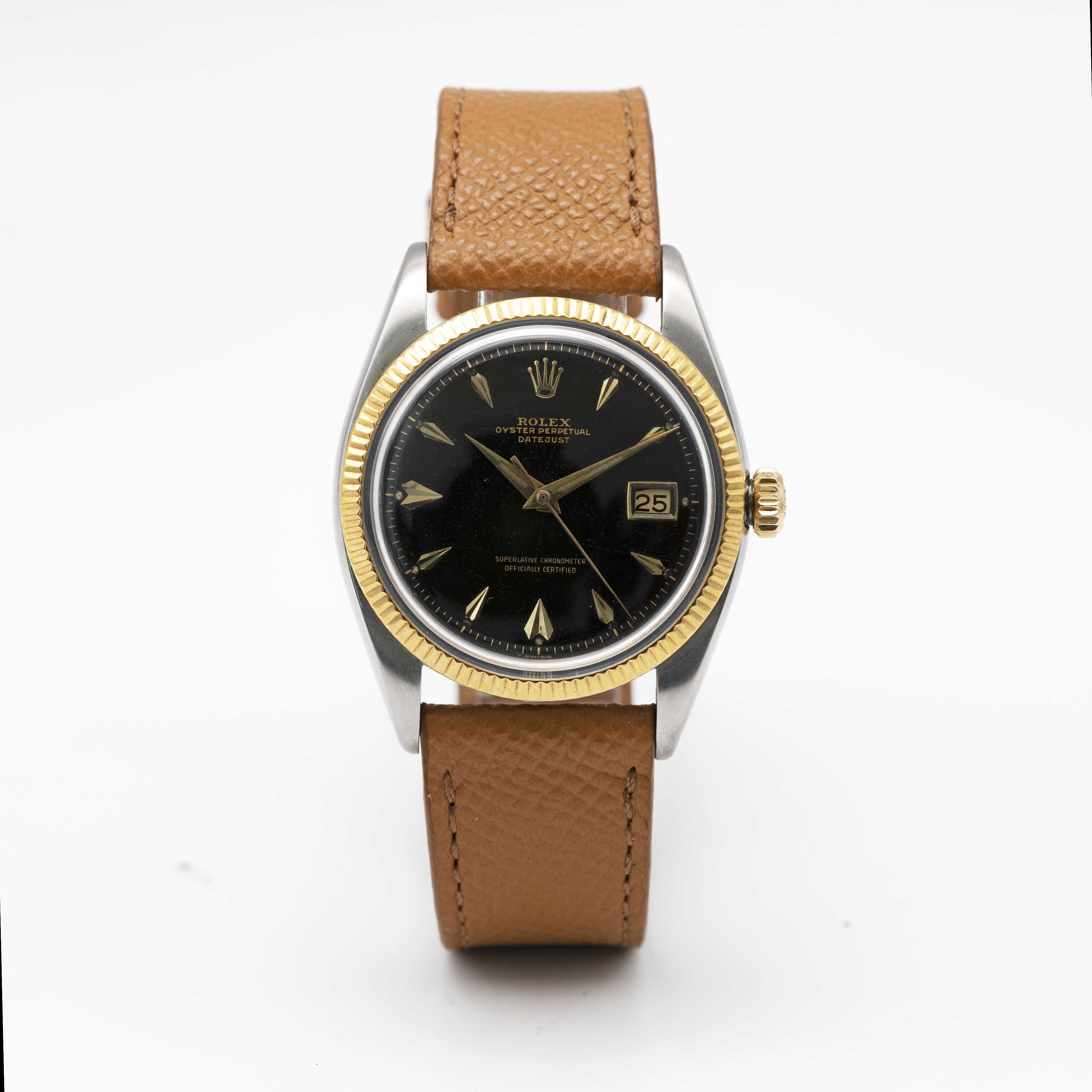 A RARE GENTLEMAN'S STEEL & GOLD ROLEX OYSTER PERPETUAL DATEJUST WRIST WATCH CIRCA 1957, REF. 6605 - Image 2 of 9