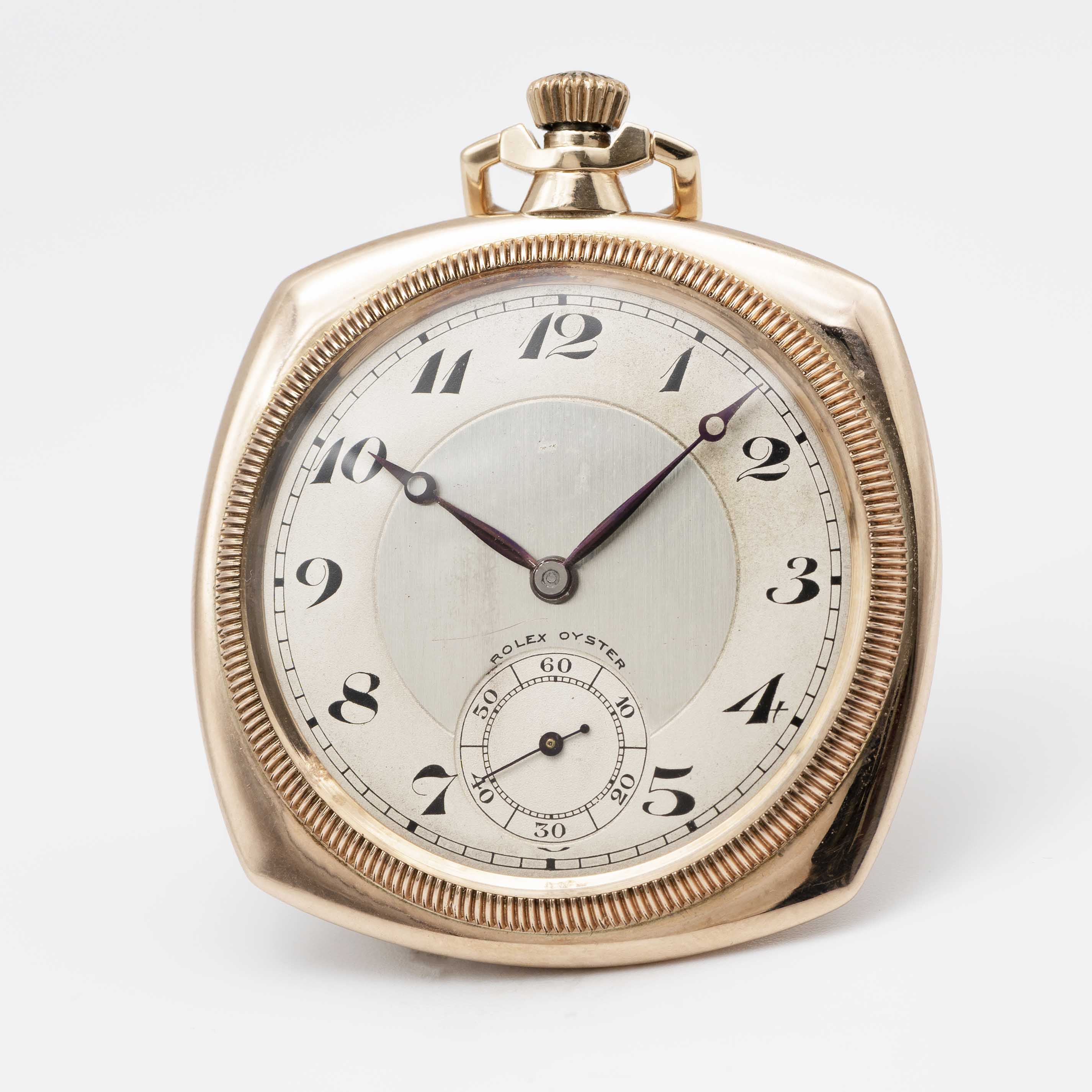 A RARE GENTLEMAN'S 9K SOLID GOLD ROLEX OYSTER "CUSHION" POCKET WATCH CIRCA 1920s, WITH BREGUET - Image 3 of 11