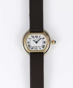 A LADIES 18K YELLOW & WHITE GOLD CARTIER PARIS ELLIPSE WRIST WATCH CIRCA 1970s, REF. 6711